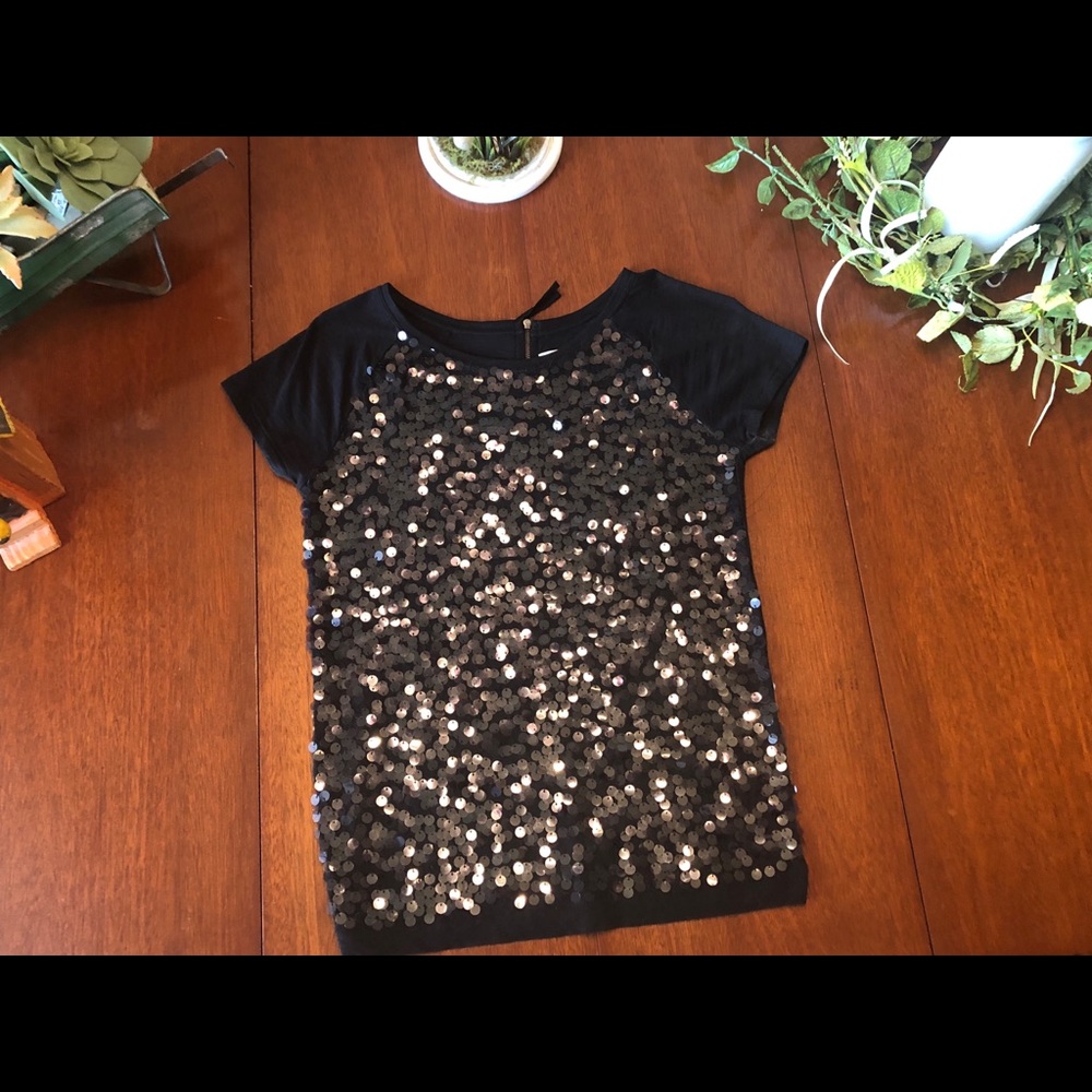 Loft Black Sequin Top